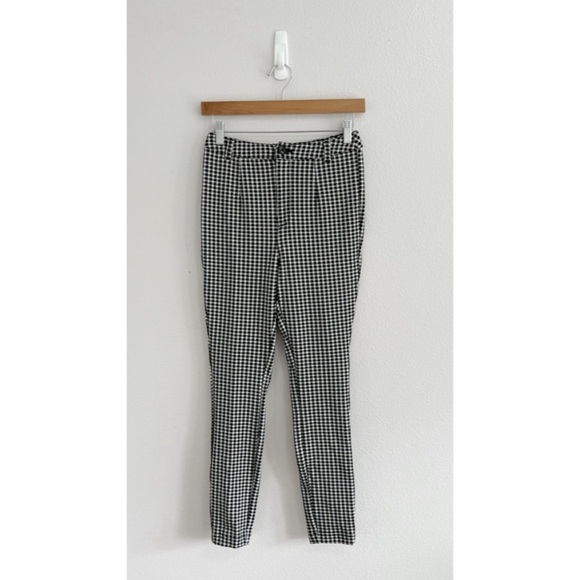 Maeve Anthropologie Black High Waisted Skinny Gingham Pants 2 - Picture 2 of 10